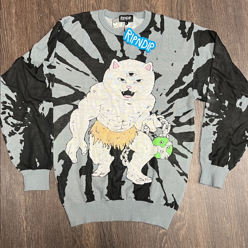 Ripndip X-Nerm Cat Sweater in Black and Gray